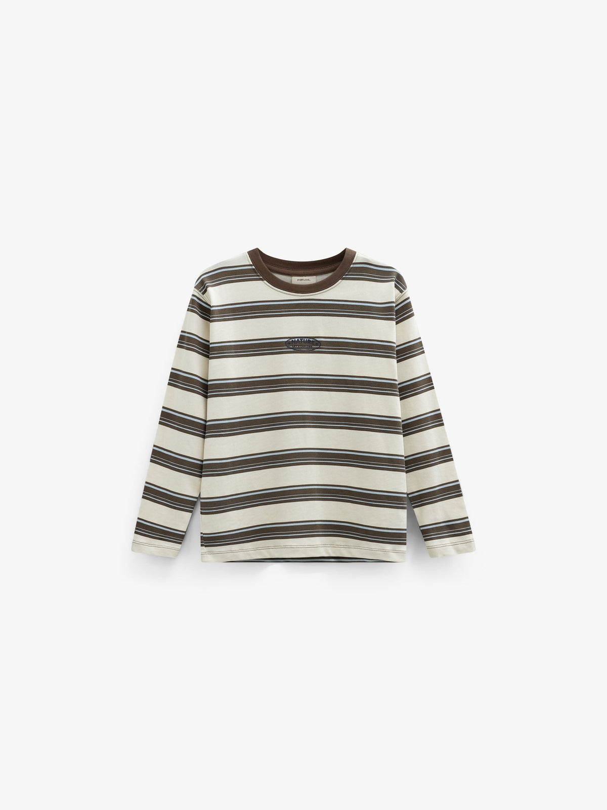 Striped Long-Sleeve T-Shirt - Tween - Offwhite/Brown | 101702 Hugo