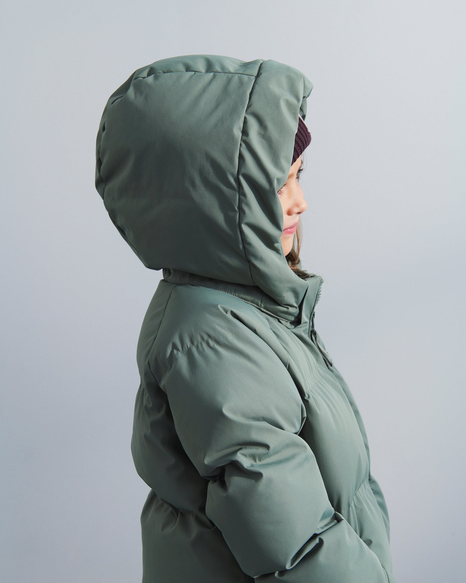 AE Hooded leder Puffer