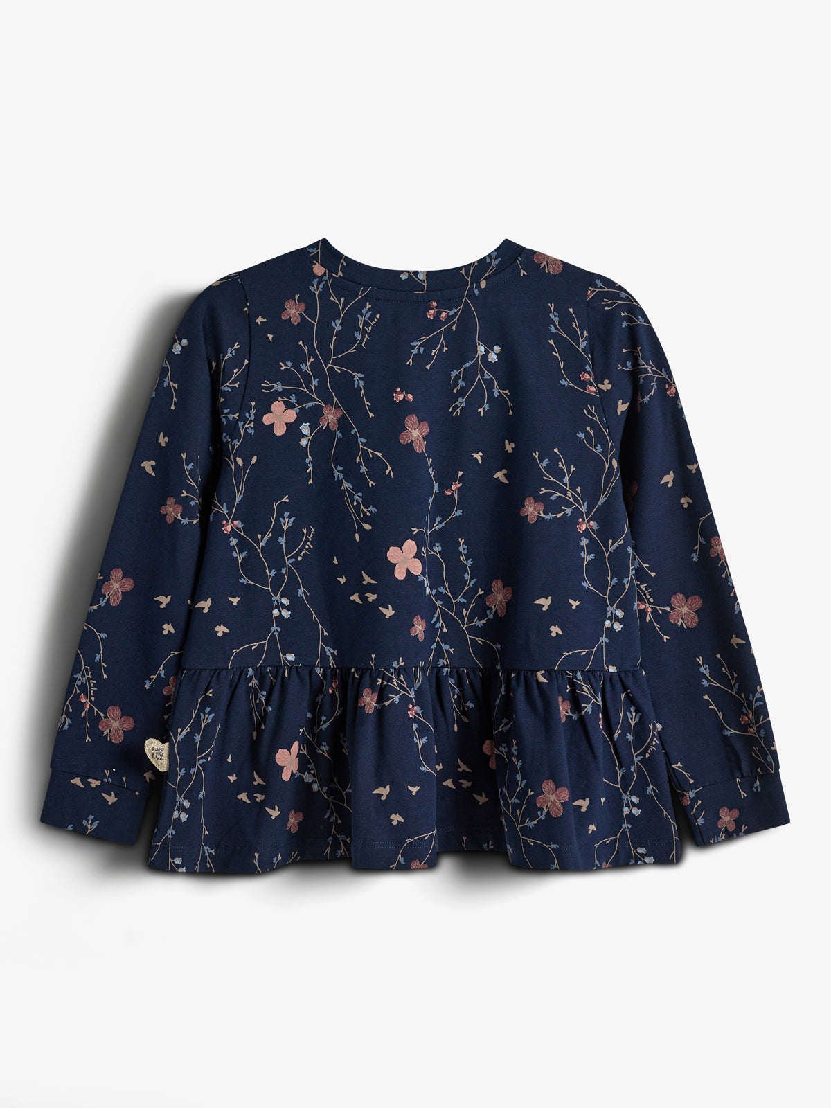 Jersey Peplum Blouse w. Floral Print - Kids - Blue/Rose