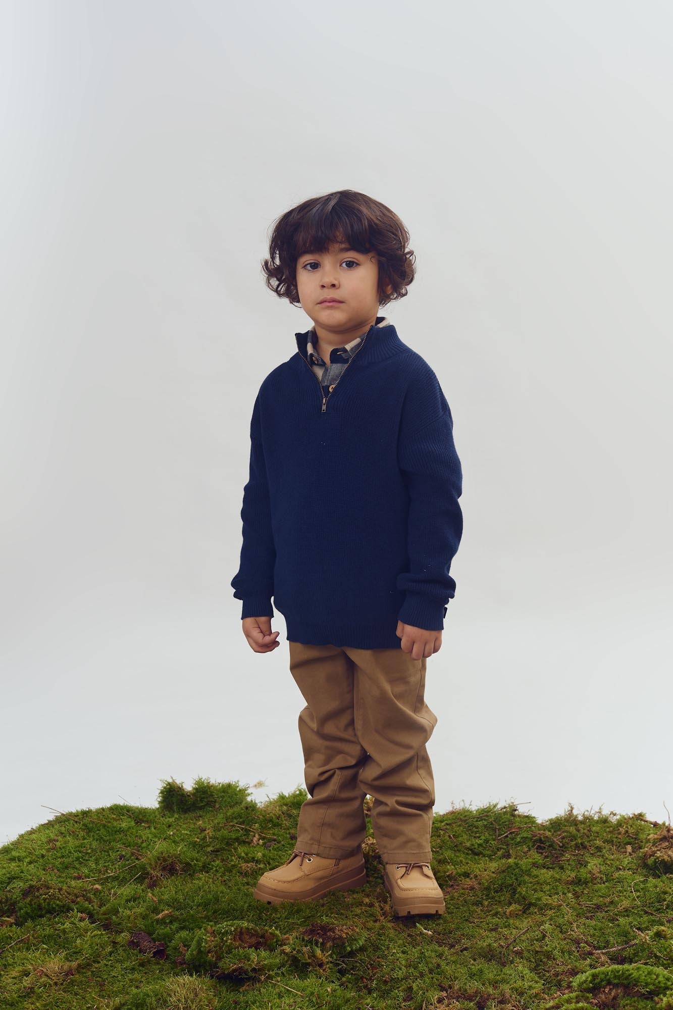 Quarter Zip Sweater - Kids - Navy