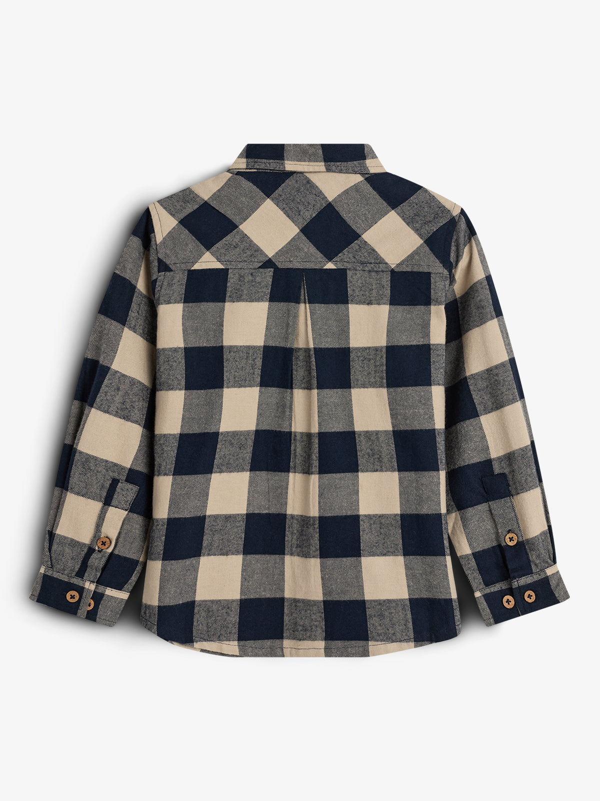 Macro Gingham Flannel Shirt - Kids - Navy/Beige