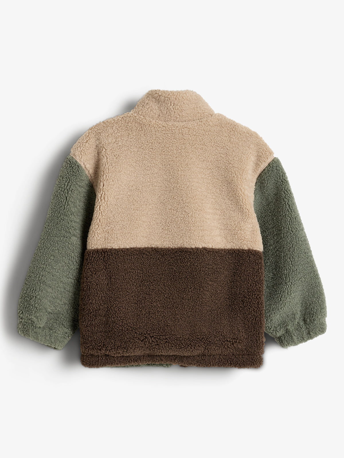 Colorblock Teddy Jacket Kids Green Beige Dark Earth