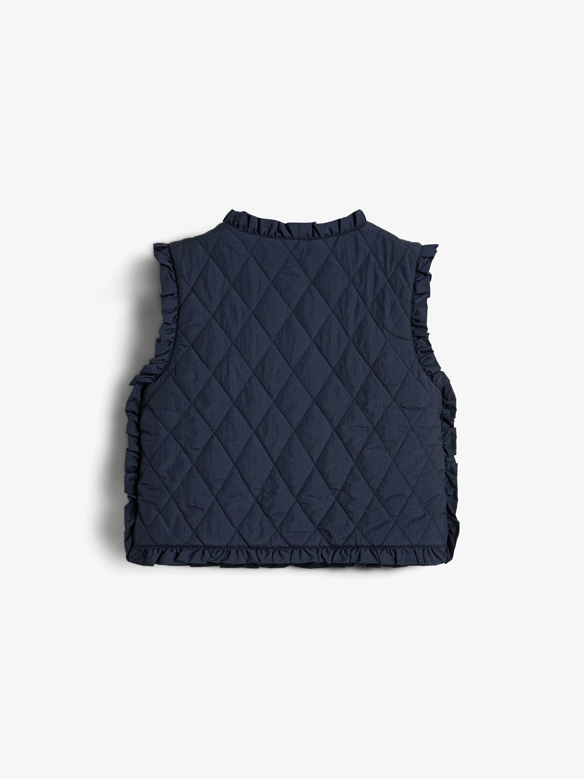 Quilted Gilet w. Frills - Kids - Navy