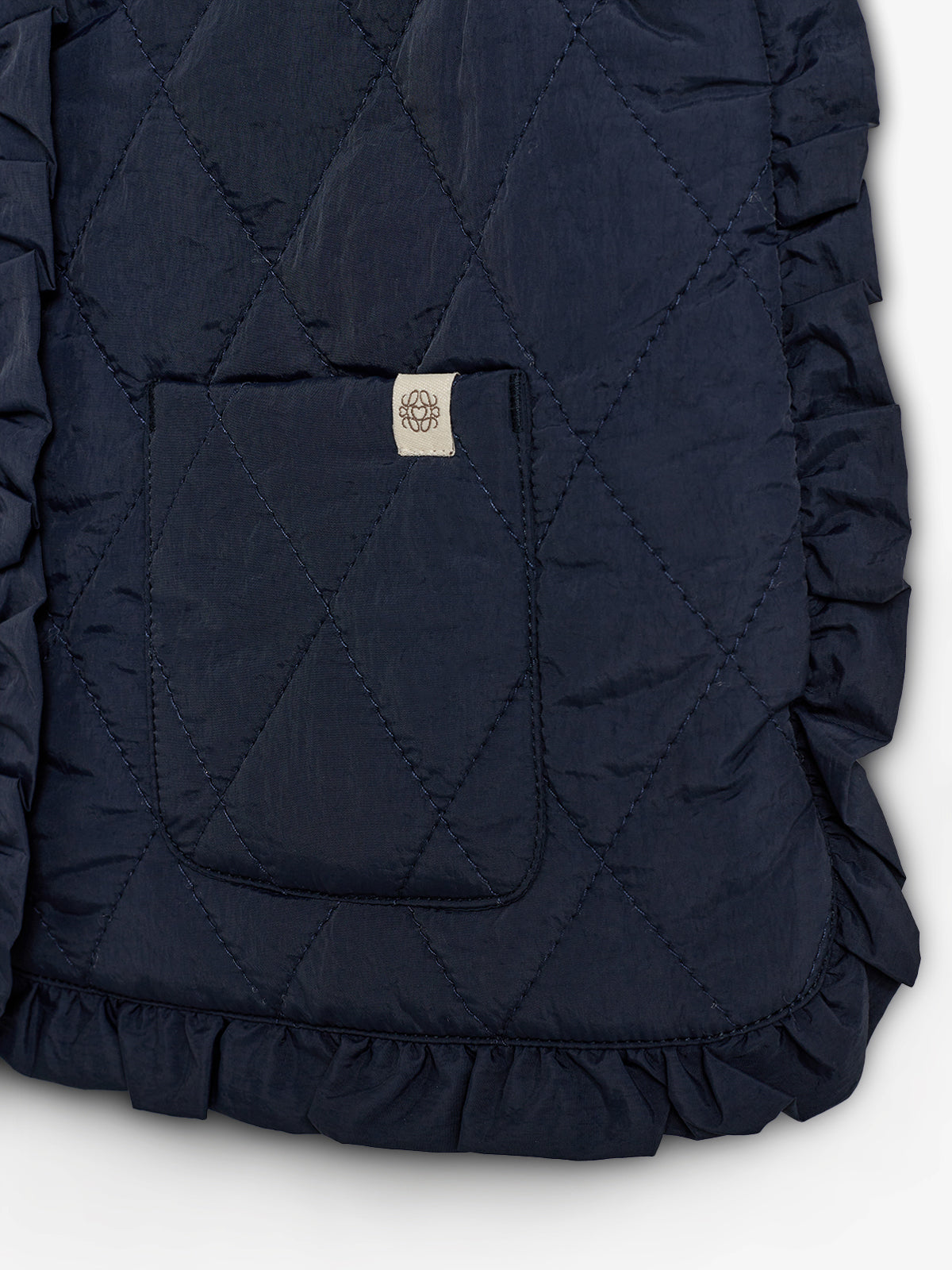 Quilted Gilet w. Frills - Kids - Navy