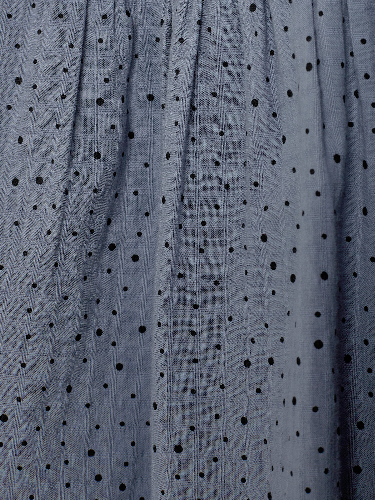 Cotton Dress w. Micro Dots - Kids - Dusty Blue