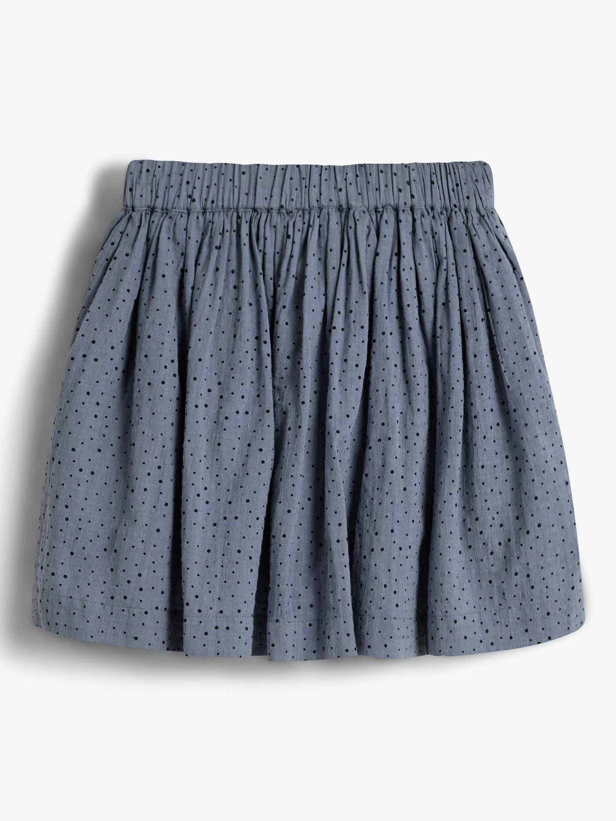 Cotton Skirt w. Micro Dots - Kids - Dusty Blue