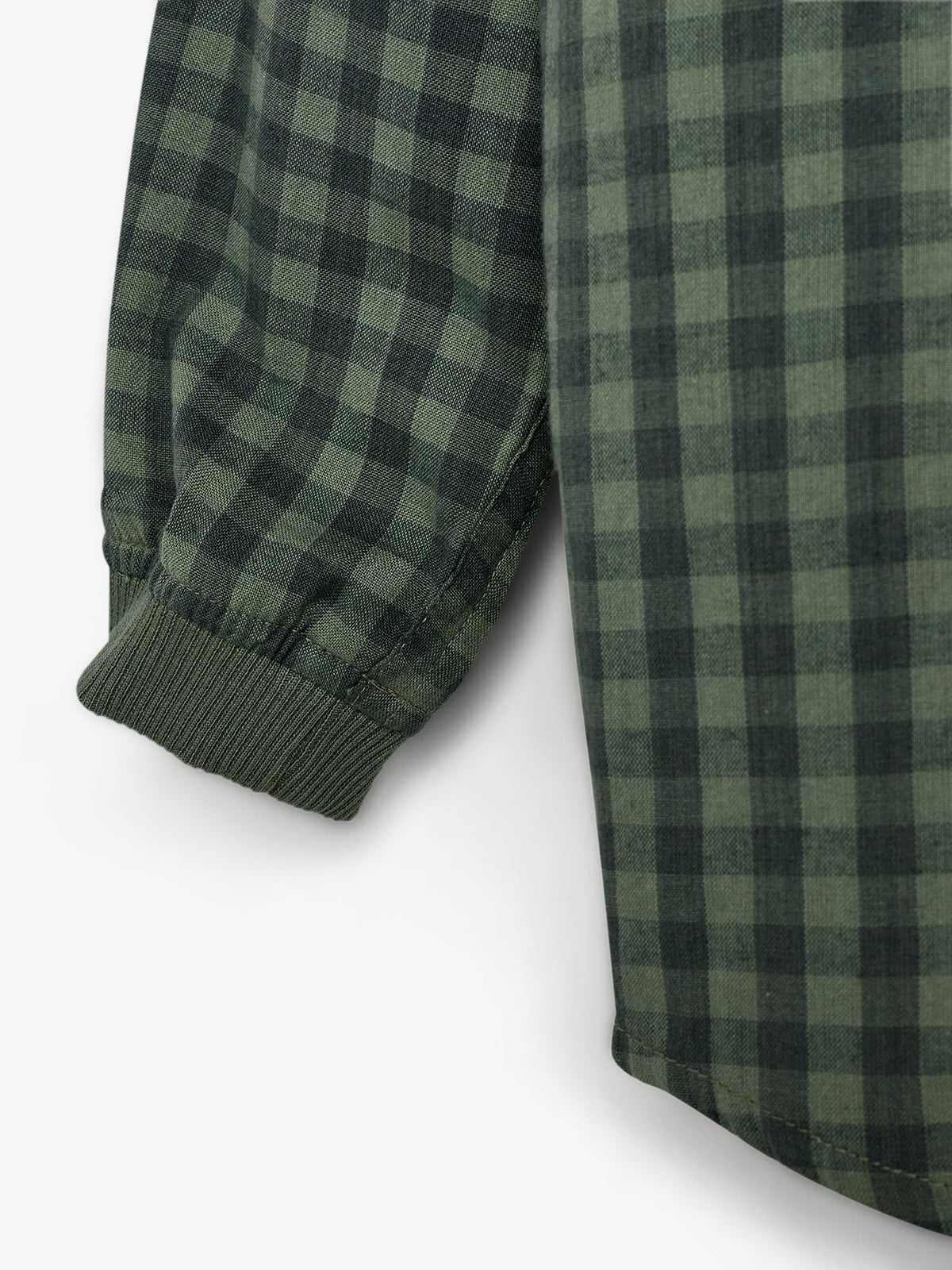 Micro Gingham Cotton Shirt - Kids - Green