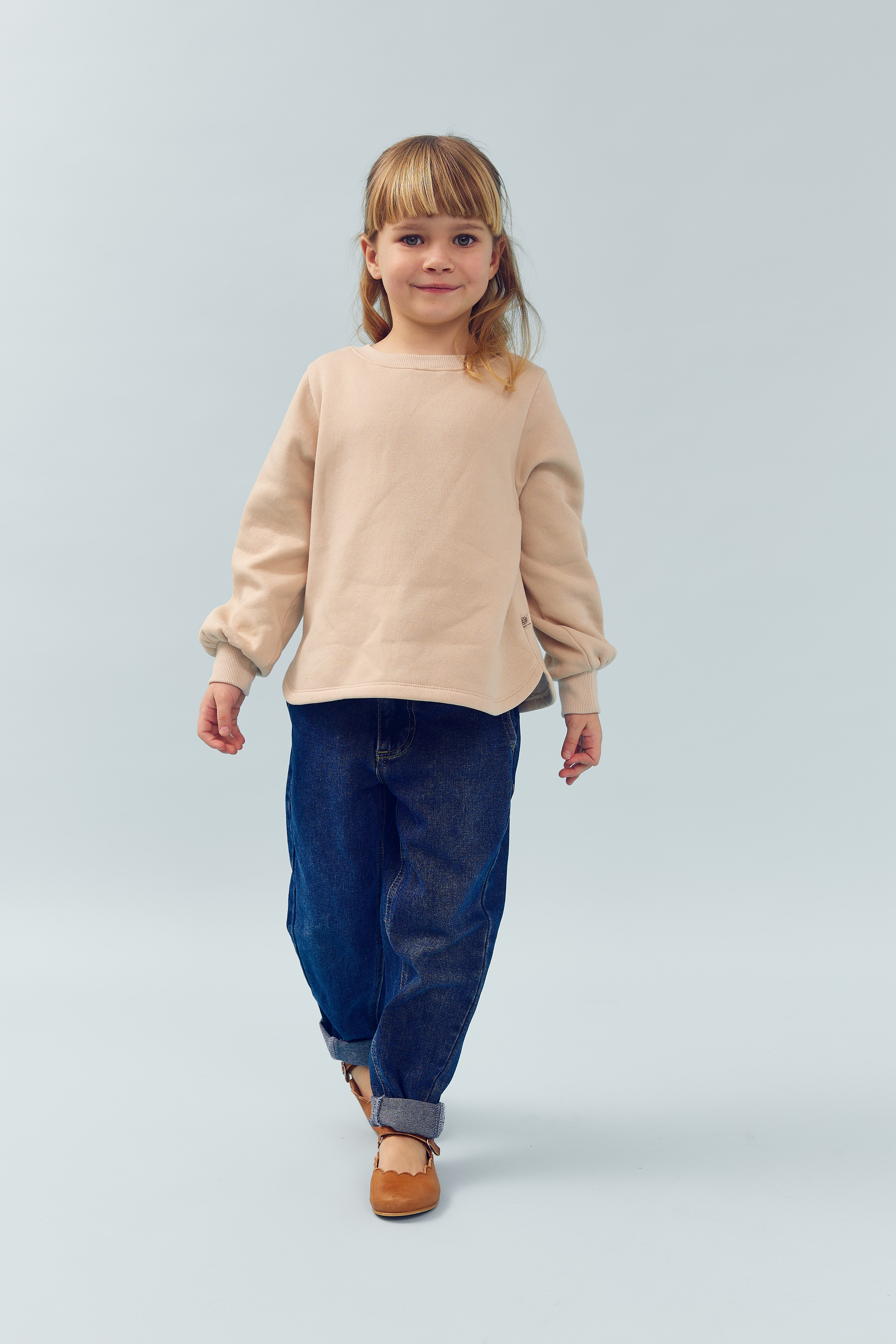 Sweatshirt w. Curved Hem - Kids - Moonlight