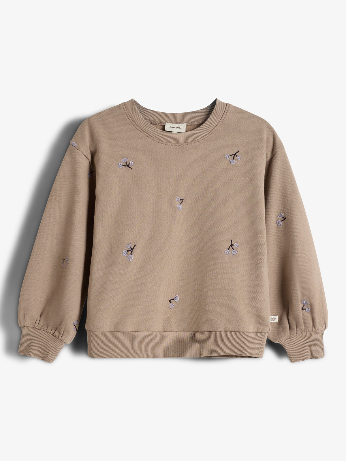 Sweatshirt w. Embroidery - Kids - Dark Beige