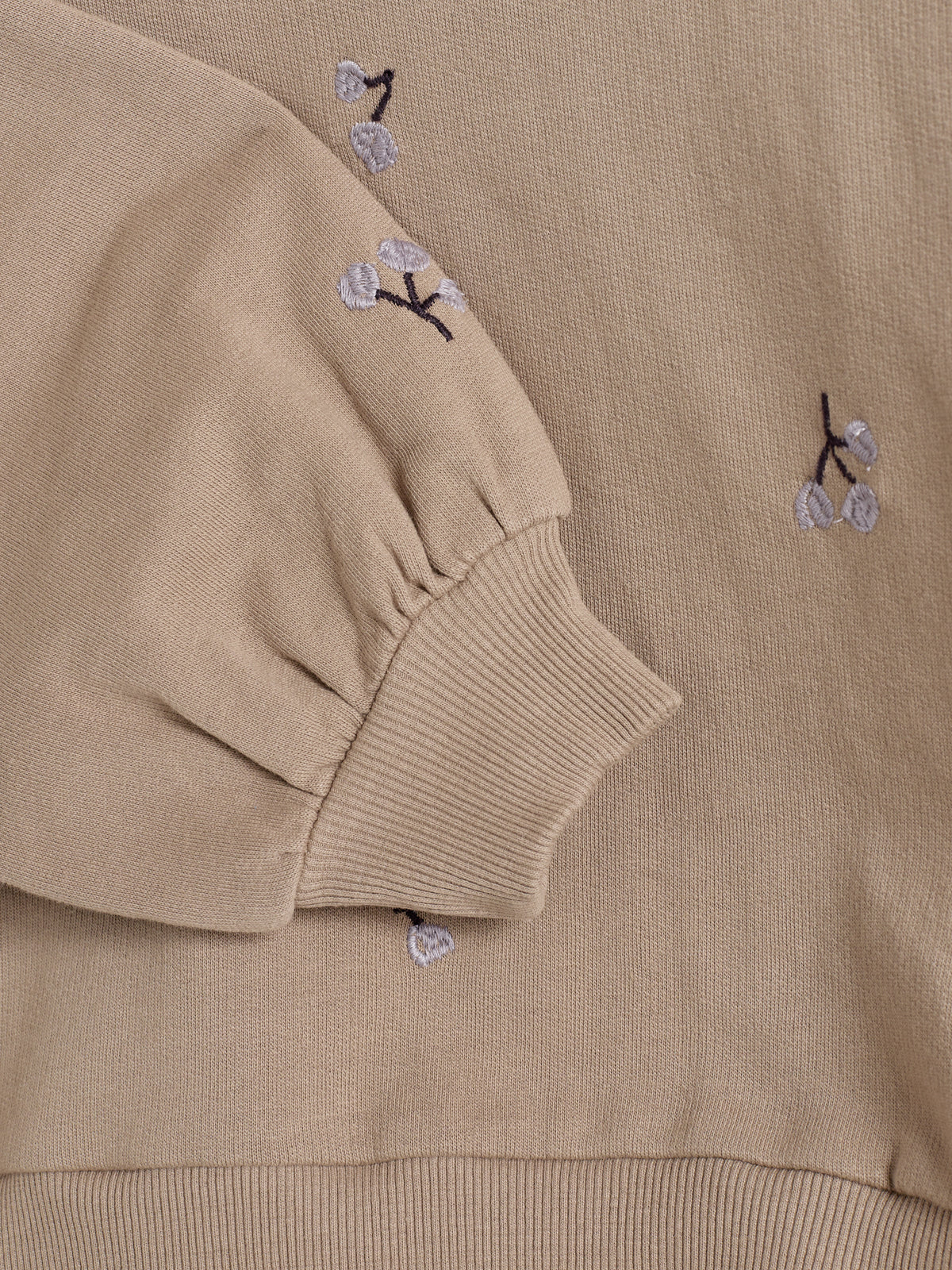 Sweatshirt w. Embroidery - Kids - Dark Beige