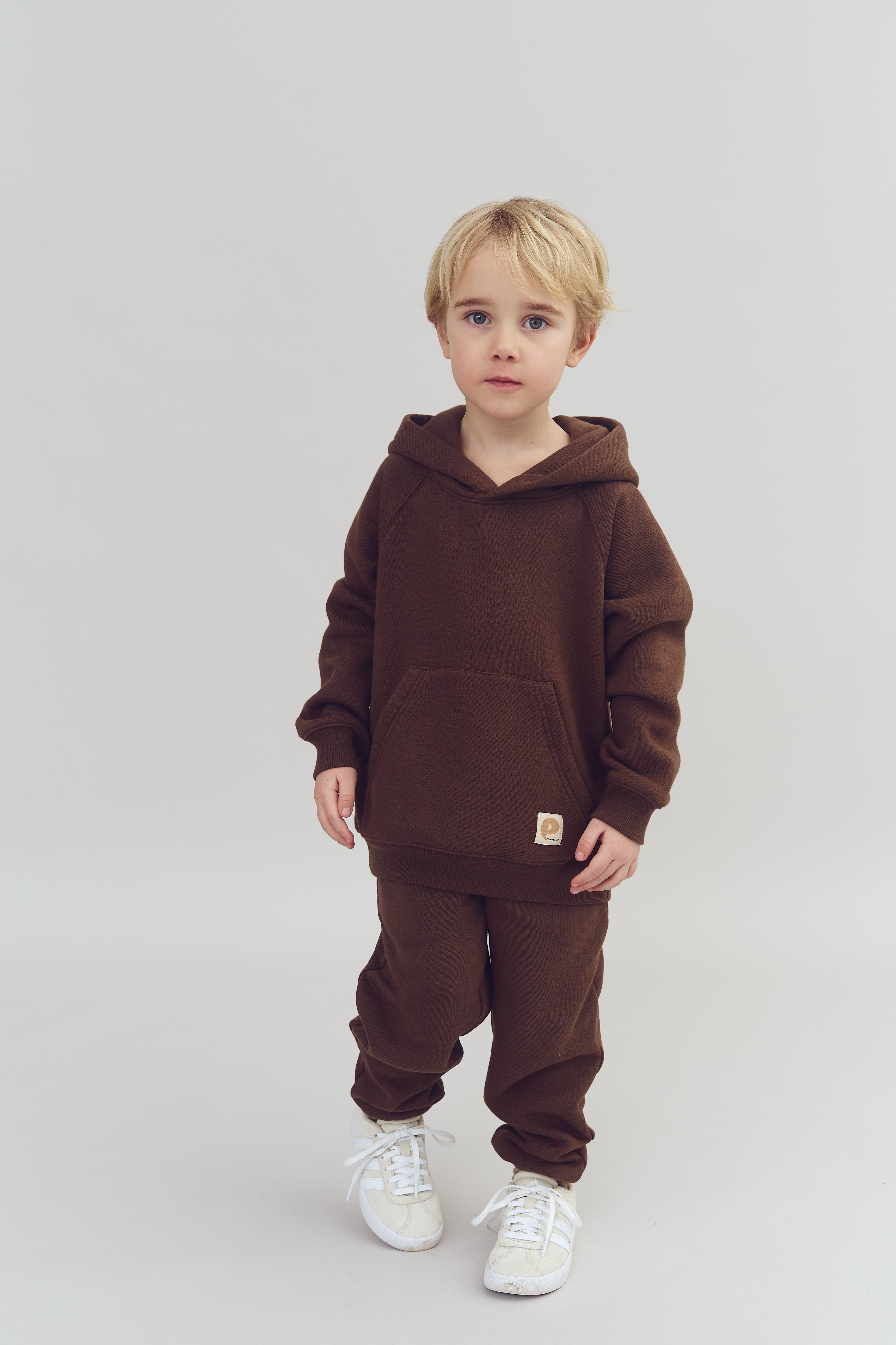 Hoodie w. Kangaroo Pocket - Kids - Dark Earth