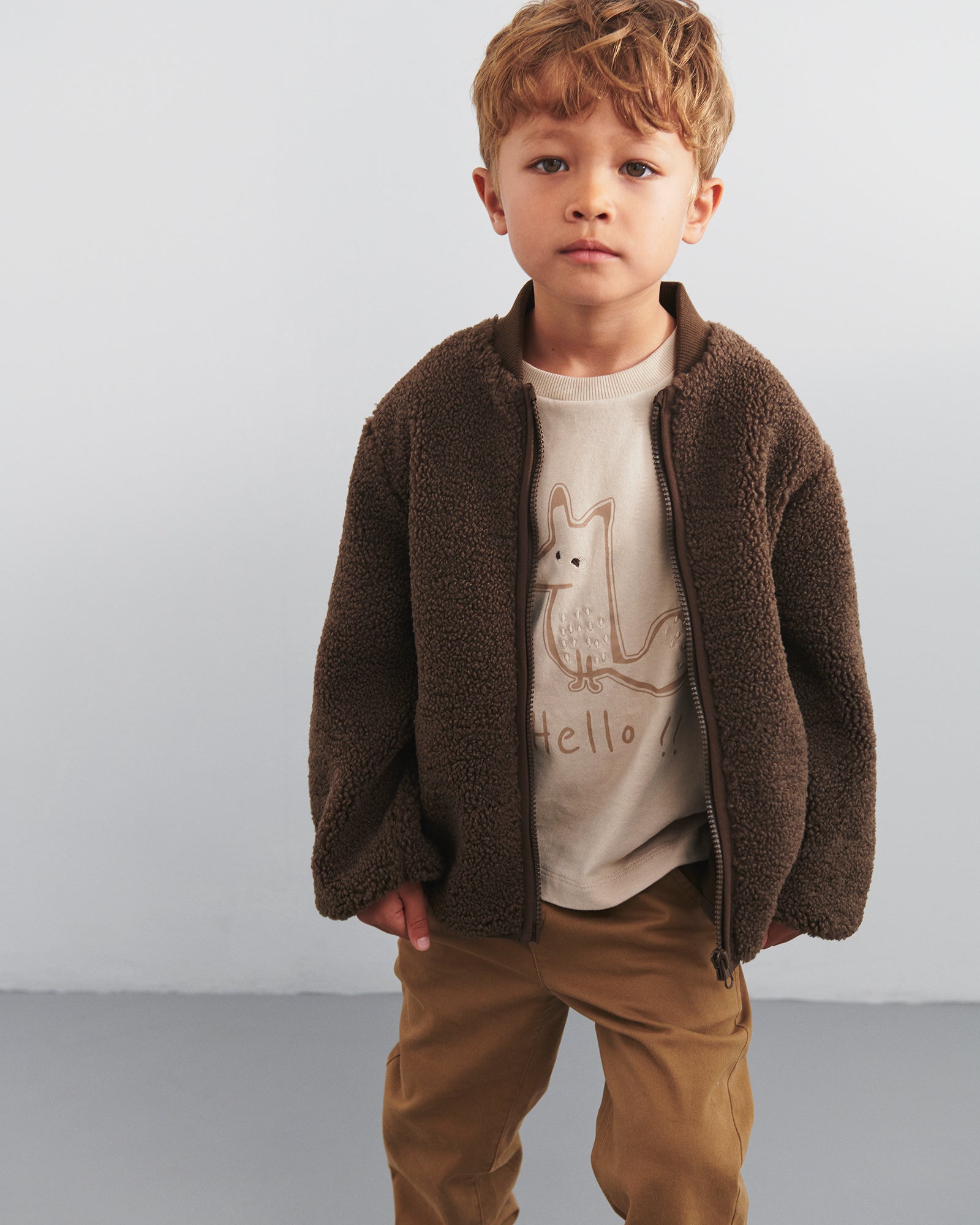 Foxie Long Sleeved T-shirt - Kids - Beige