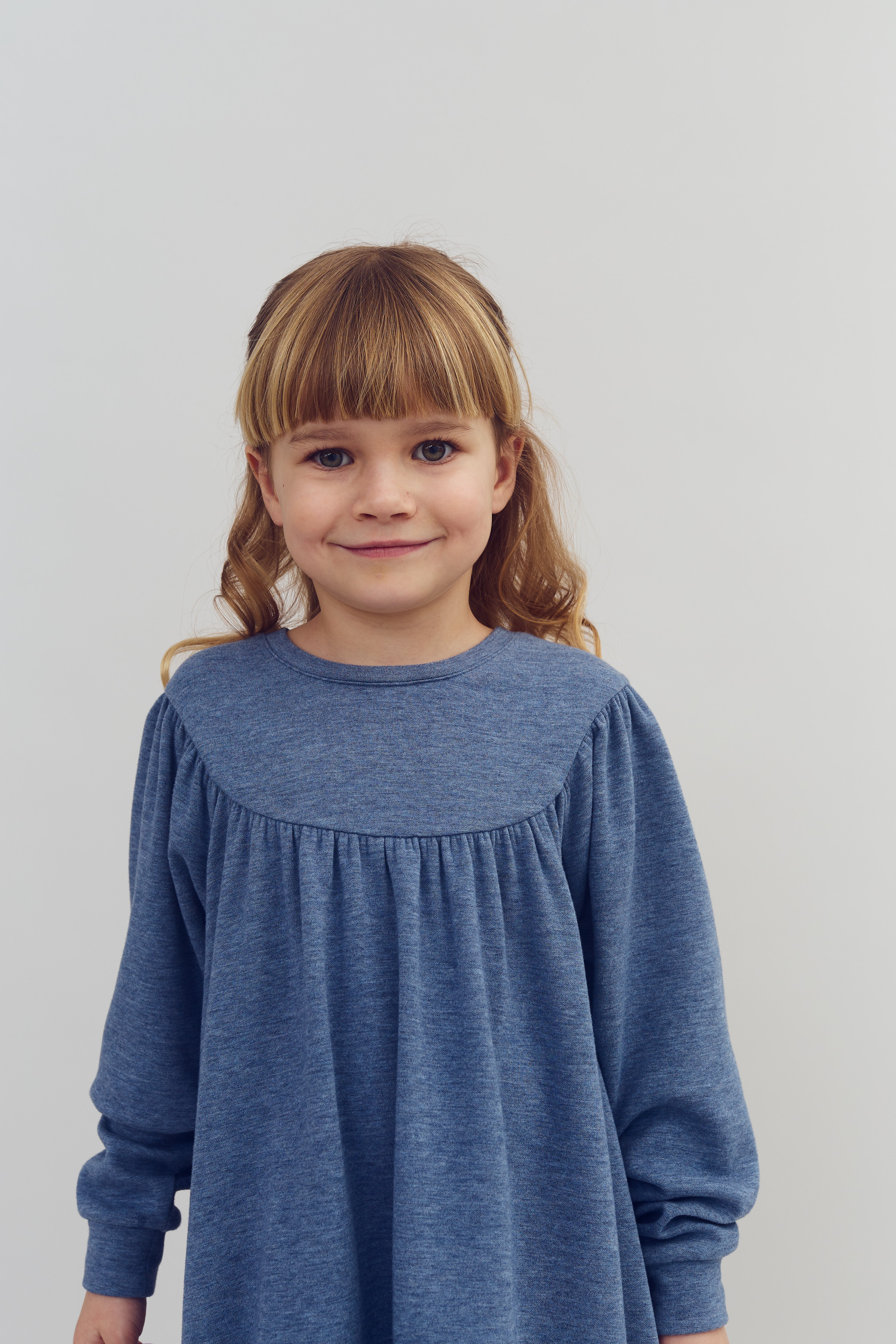 Plush Jersey Dress - Kids - Blue Melange