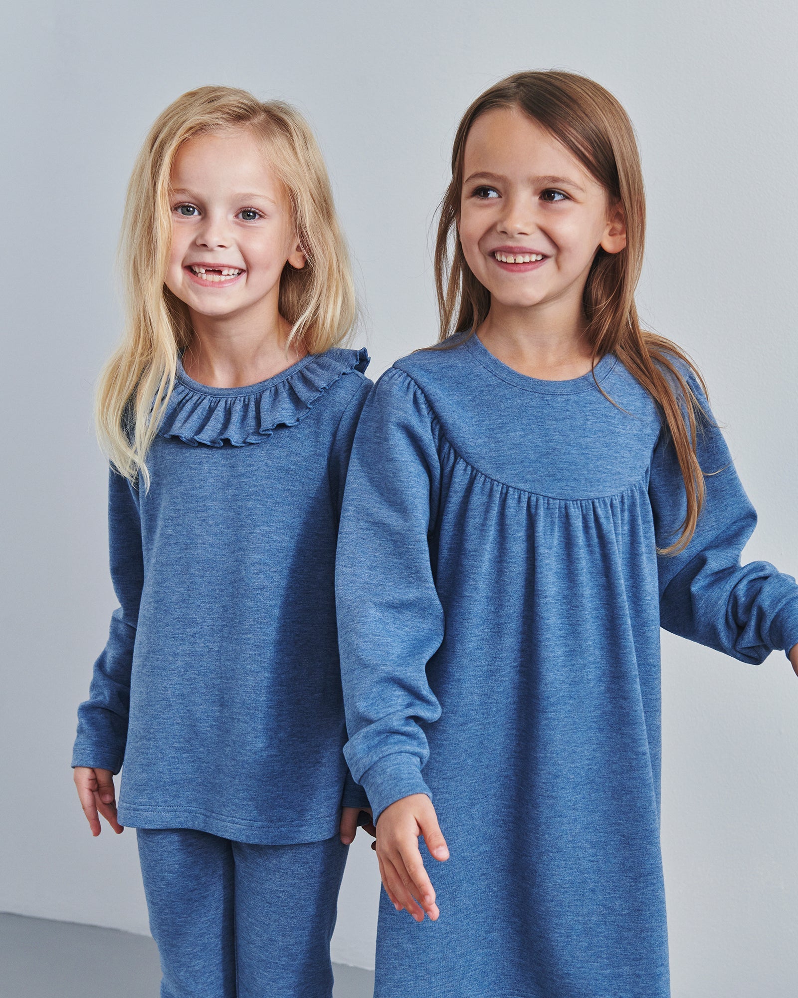 Plush Jersey Dress - Kids - Blue Melange