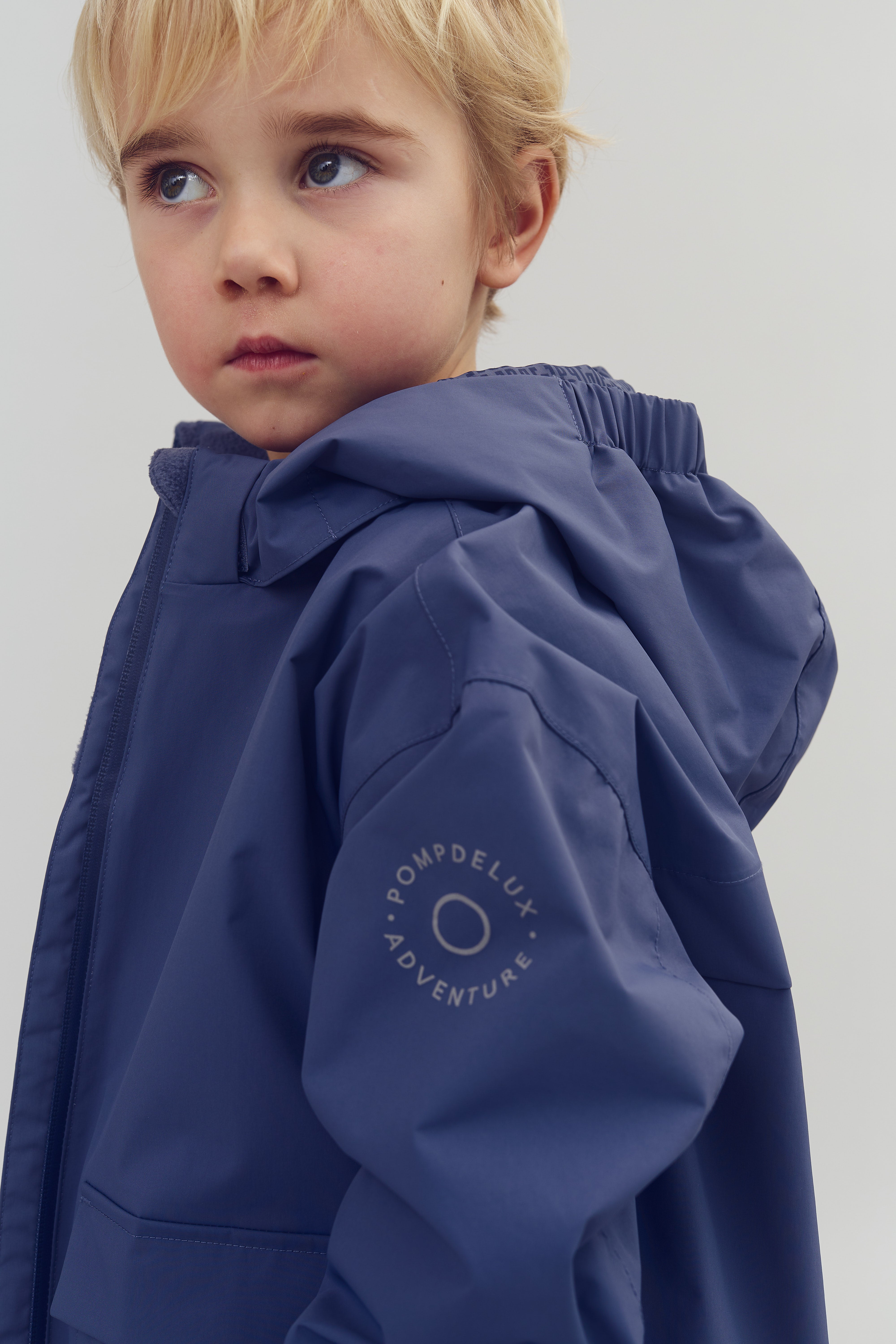 Rain Jacket w. Patch Pocket - Kids - Vintage Blue