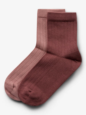 Socks 2-pack - Kids - Dusty Rose/Dark Rose