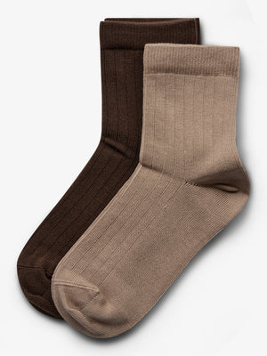 Socks 2-pack - Kids - Dark Earth/Dark Beige