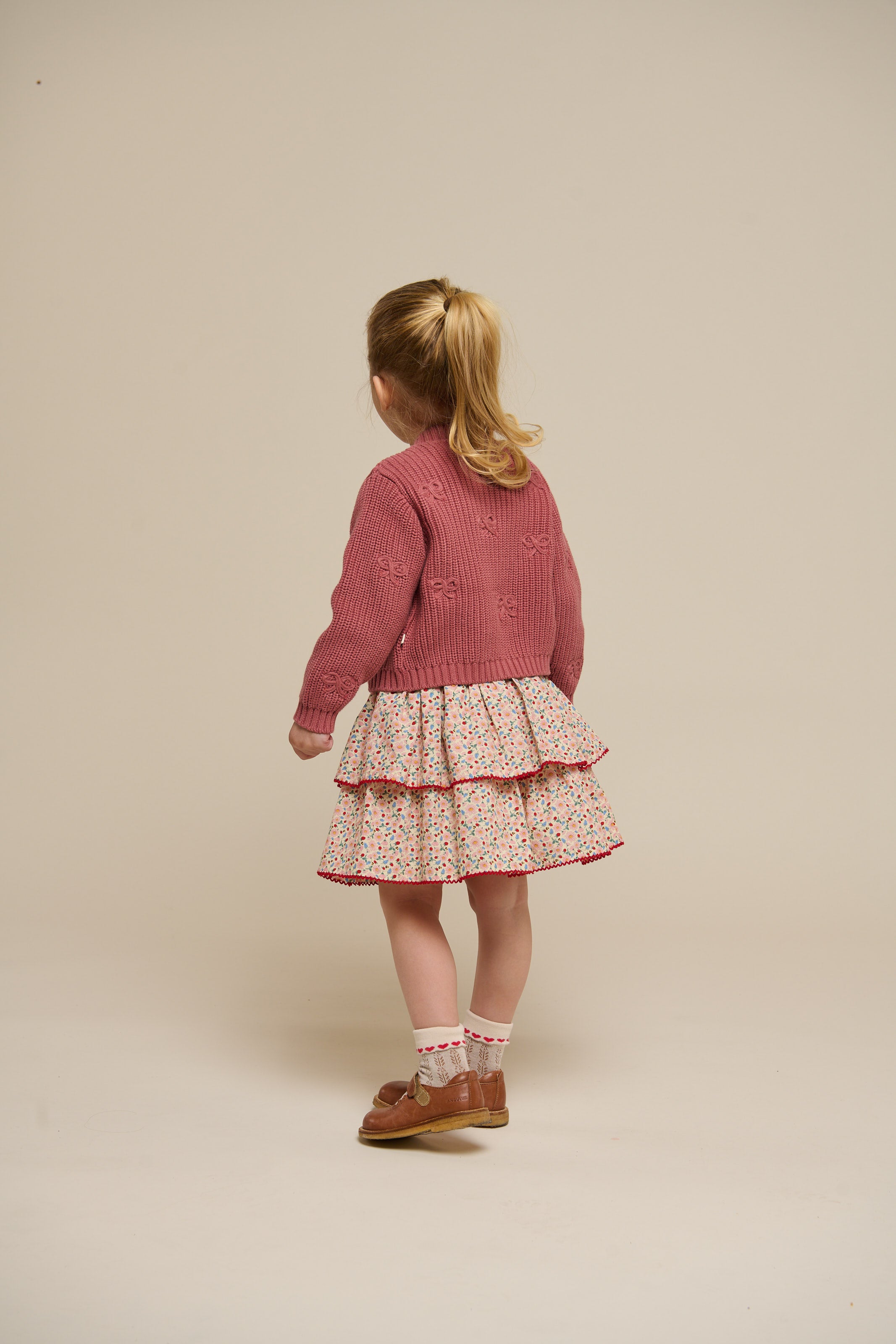 Flower Printed Poplin Frill Skirt - Kids - Rose | 100952 Poppy