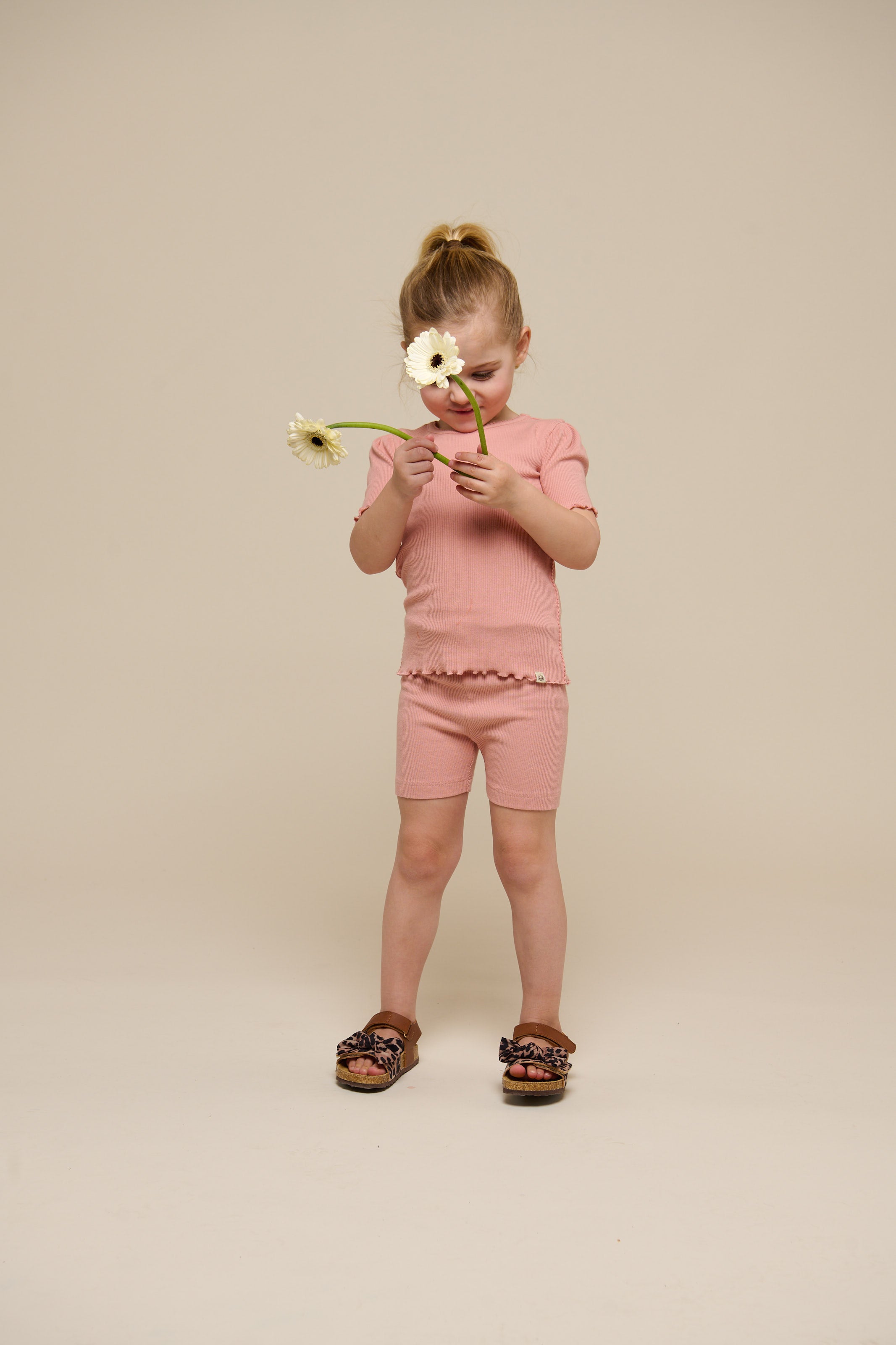 Modal Rib Short Tights - Kids - Rose Tan | 101314 Lottie