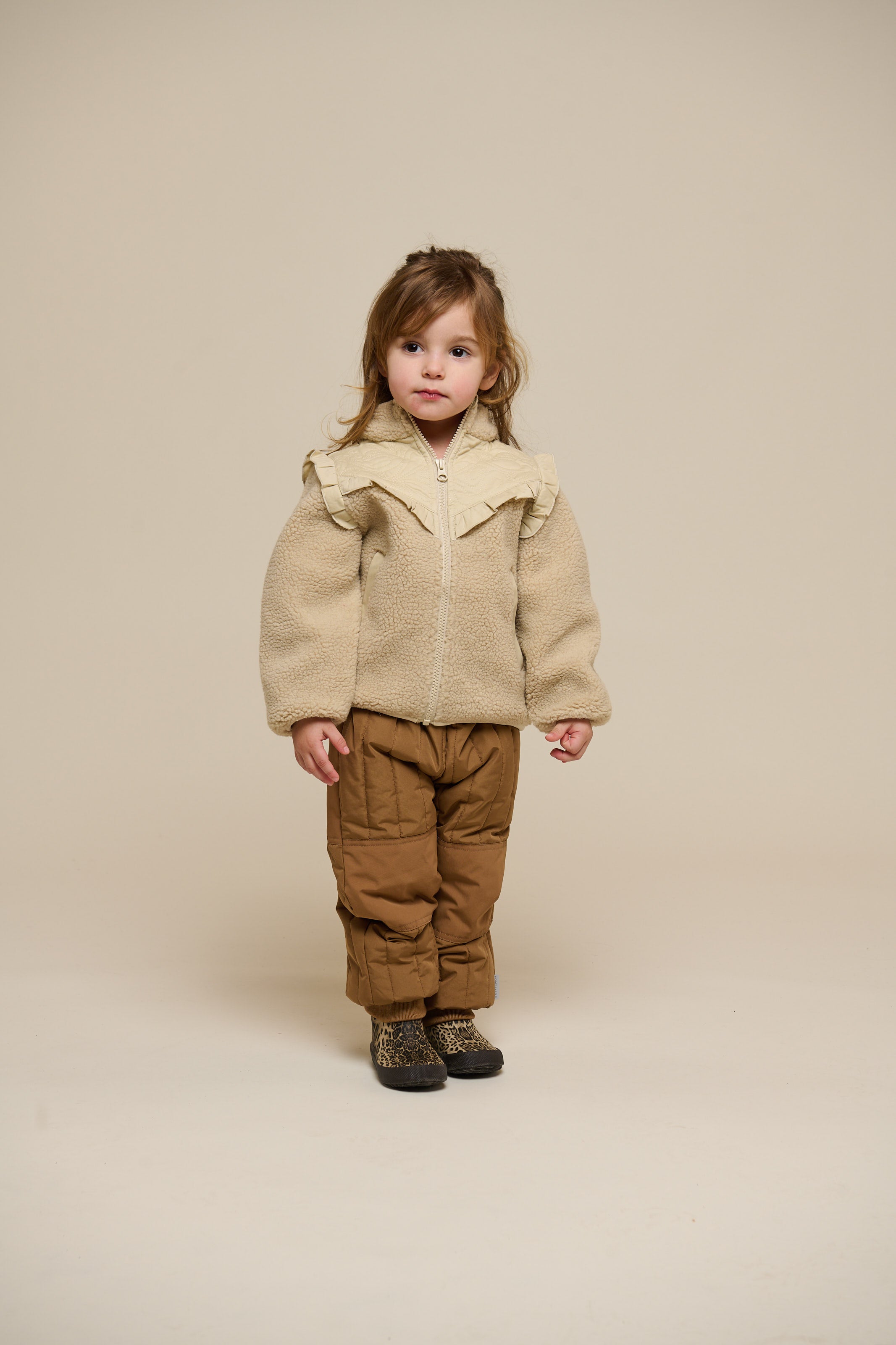 【新品未使用】baby frill wool like shirt jacket Pile Zip Jacket with Frills - Kids - Nature | 100638 Madison