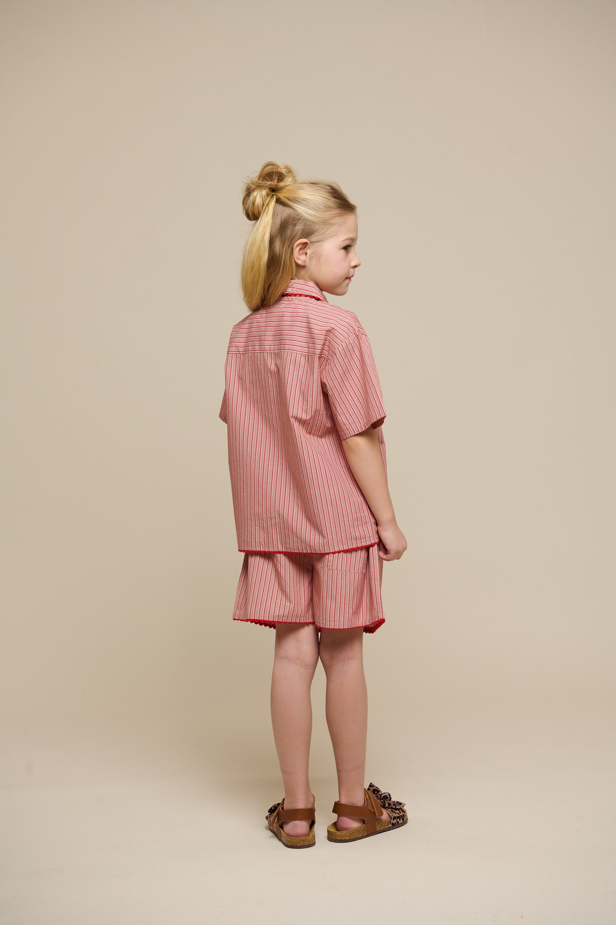 Striped Poplin Shirt and Shorts Set - Tween - Old Rose/Cherry Red | 100947 Olivia