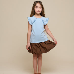 Frill Jersey Top - Tween - Powder Blue | 101268 Selma