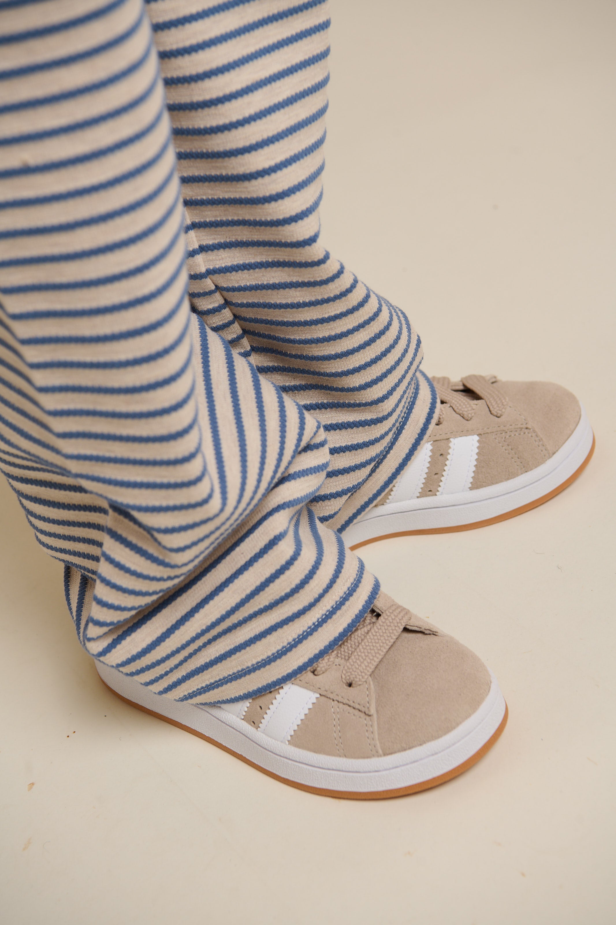 Striped Wide-leg Jersey Trousers - Tween - Blue | 100998 Emmie