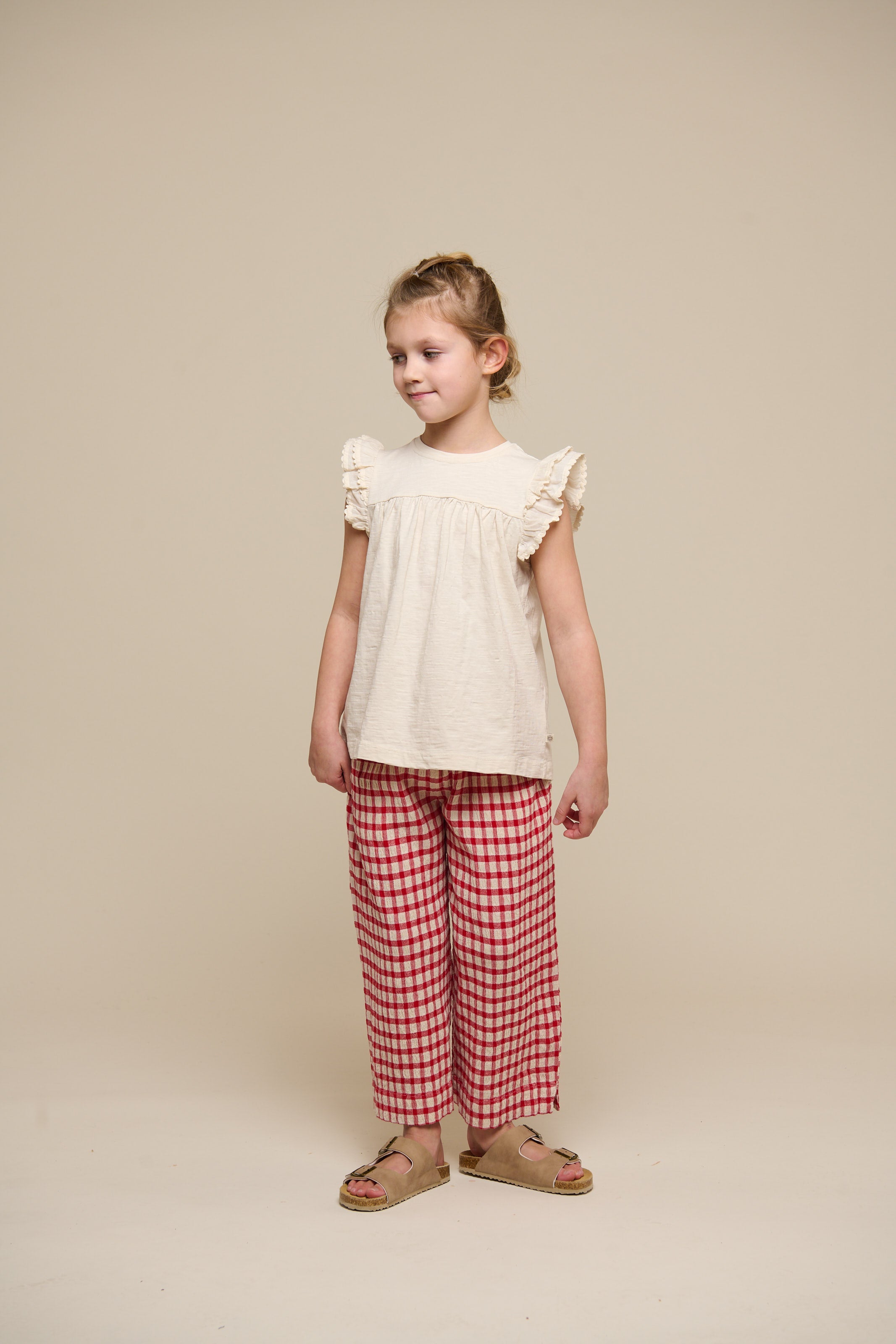 Checked Cotton Trousers - Tween - Cherry Red | 100907 Bonnie