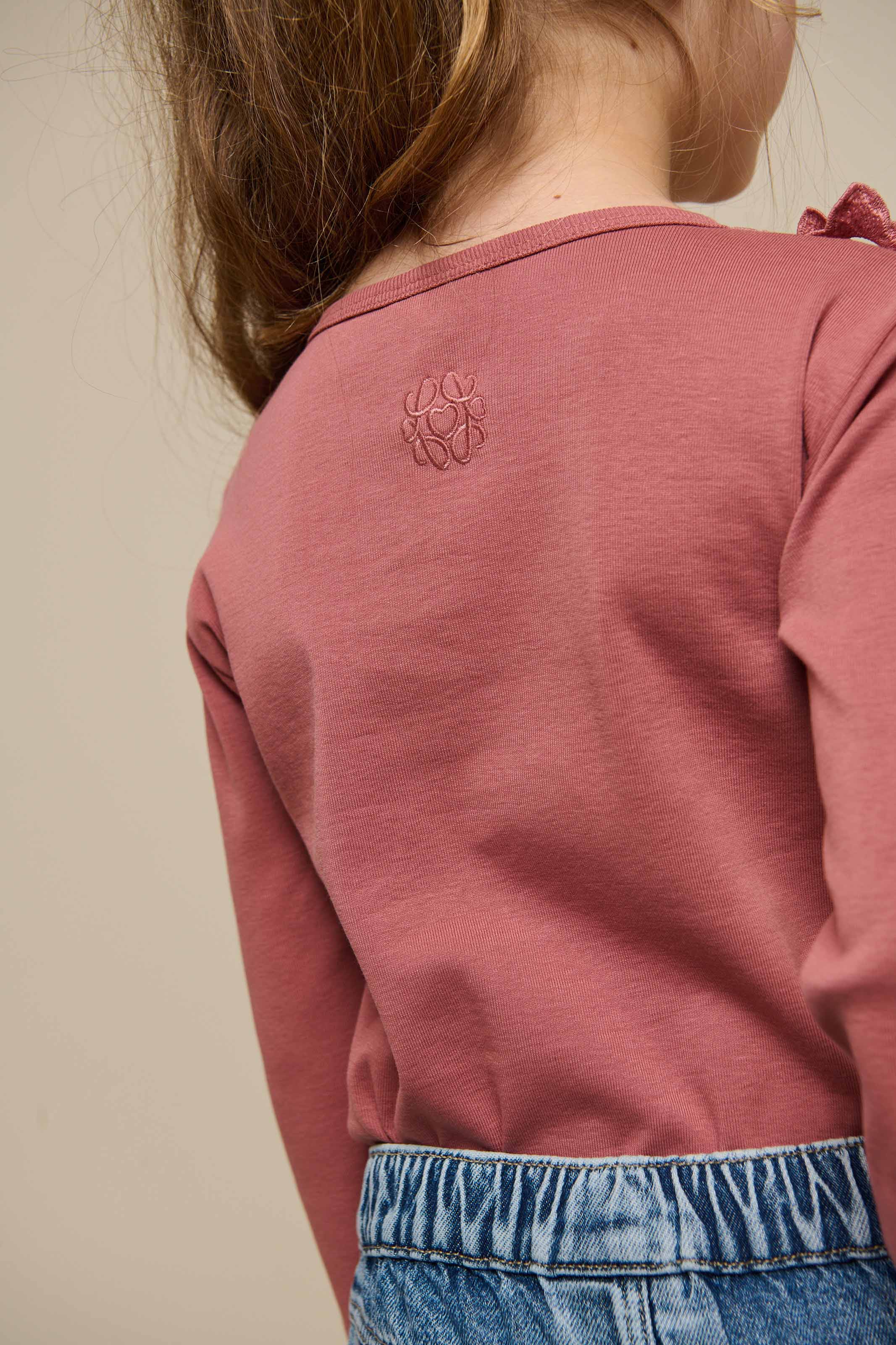 T-shirt with Flower Application - Tween - Old Rose | 101234 Sarah