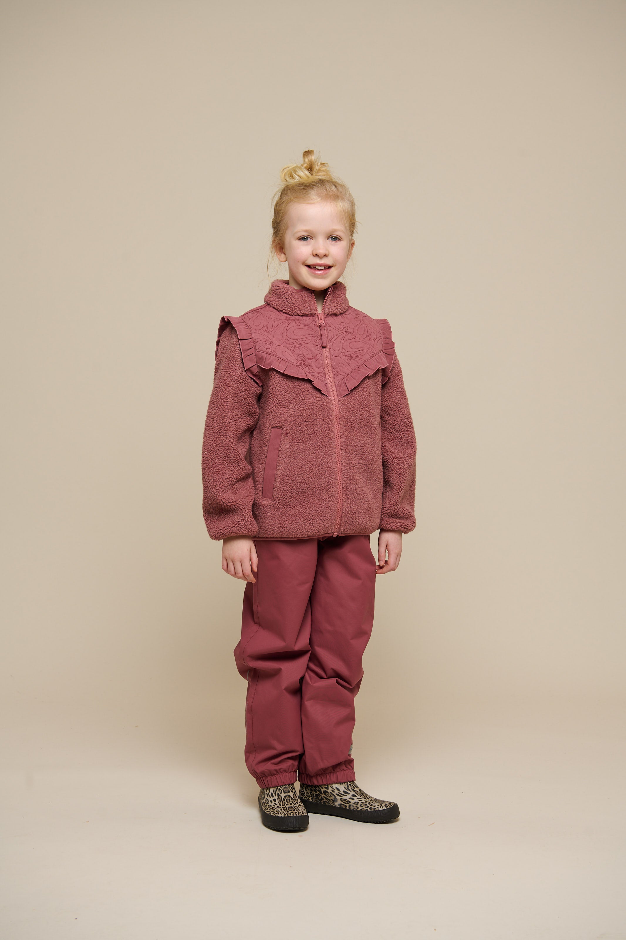 トップス U Remake frills jacket Pile Zip Jacket with Frills - Tween - Old Rose | 100637 Madison