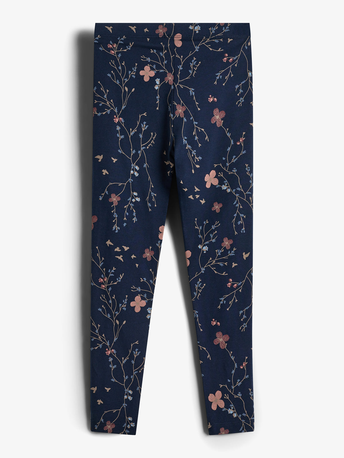 Jersey Leggings w. Floral Print - Tween - Blue/Rose