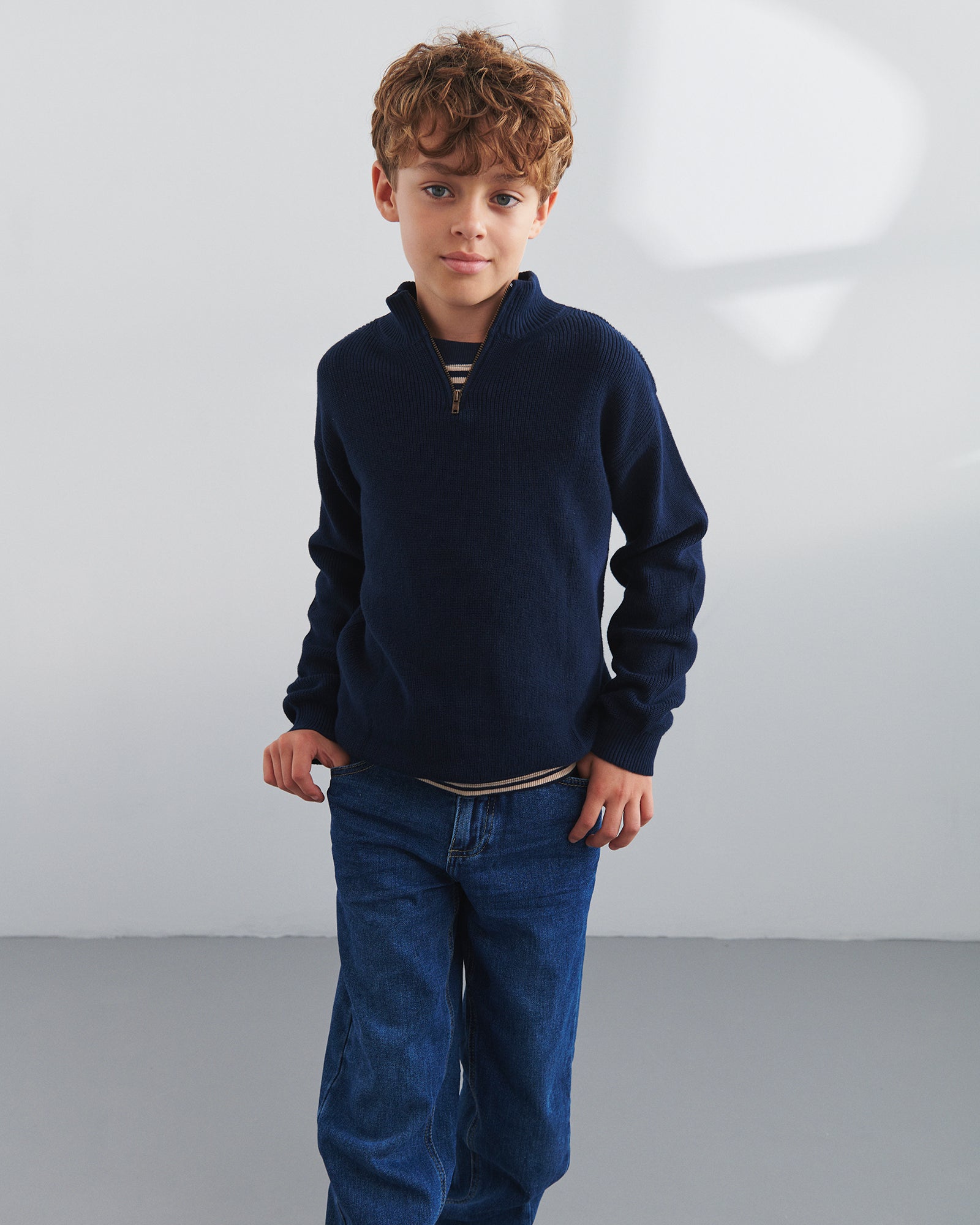 Quarter Zip Sweater - Tween - Navy