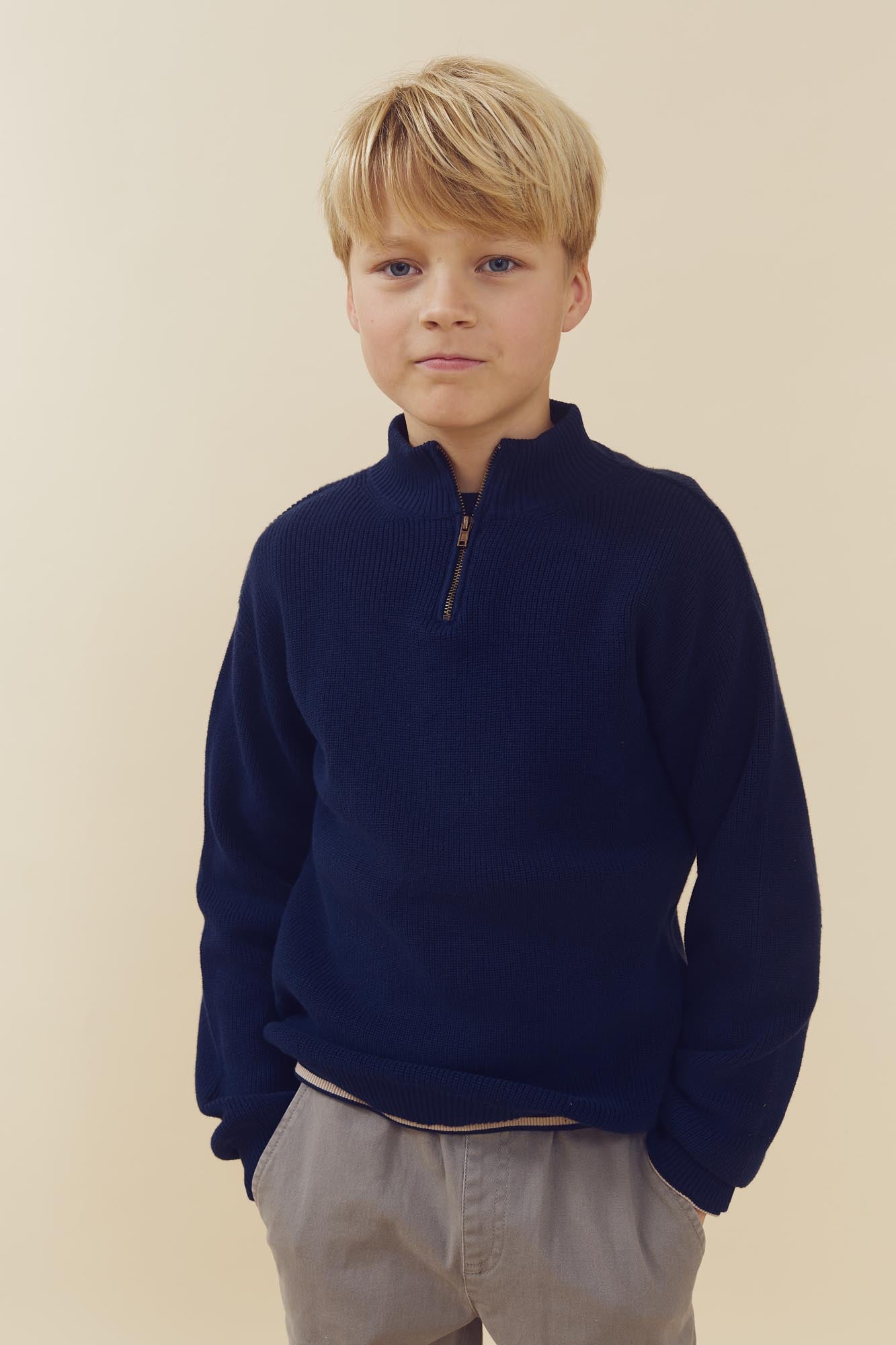 Quarter Zip Sweater - Tween - Navy