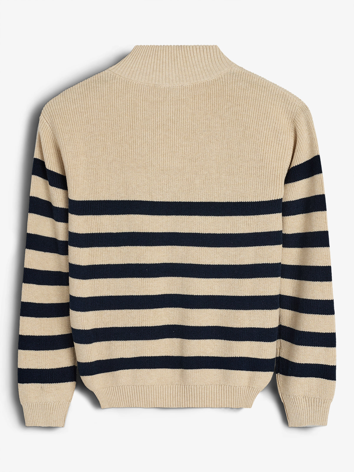 Quarter Zip Sweater - Tween - Beige/Navy