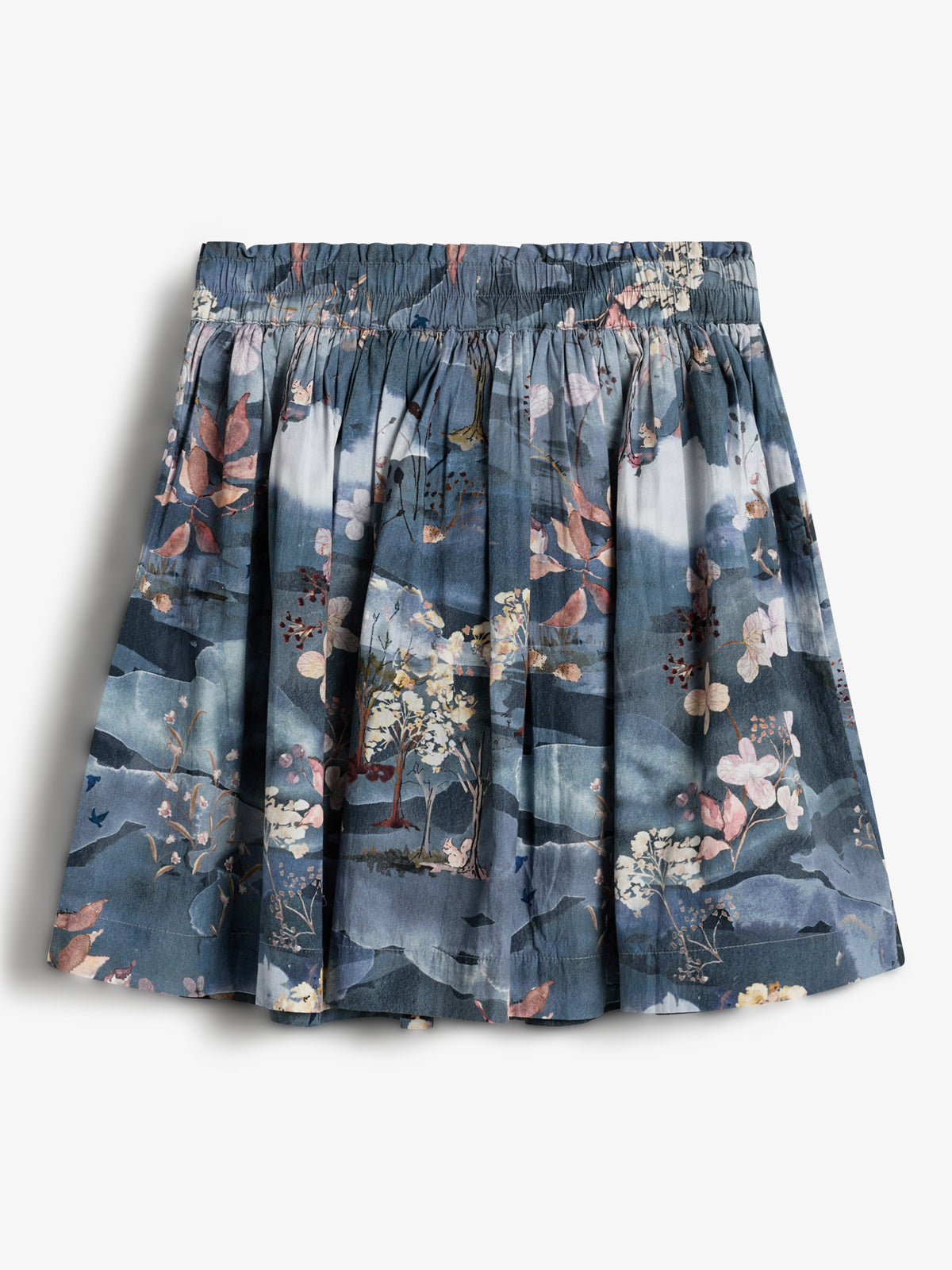 Poplin Skirt w. Scenic Print - Tween - Blue/Rose