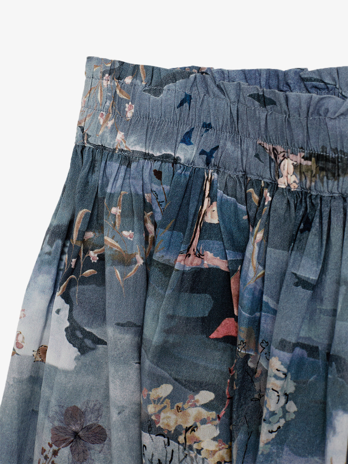 Poplin Skirt w. Scenic Print - Tween - Blue/Rose