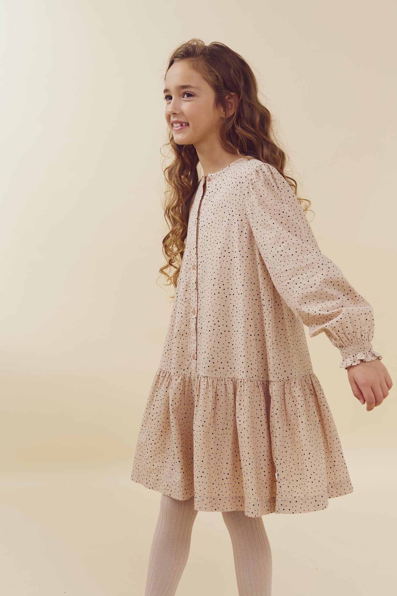 Cotton Dress w. Micro Dots - Tween - Moonlight