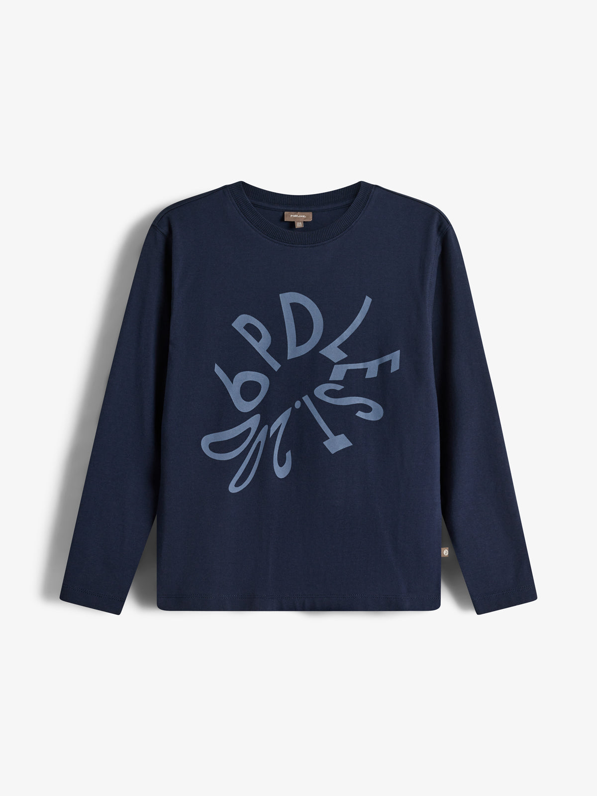 Warp Text Long Sleeve T-shirt - Tween - Navy