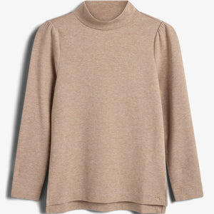 Plush Jersey T-neck Blouse - Tween - Beige Melange