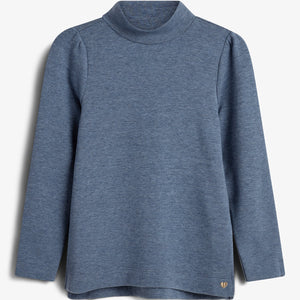 Plush Jersey T-neck Blouse - Tween - Blue Melange