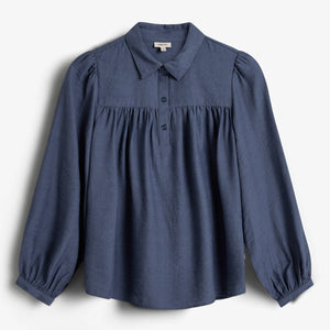 Blouse w. Shirt Collar - Tween - Vintage Blue