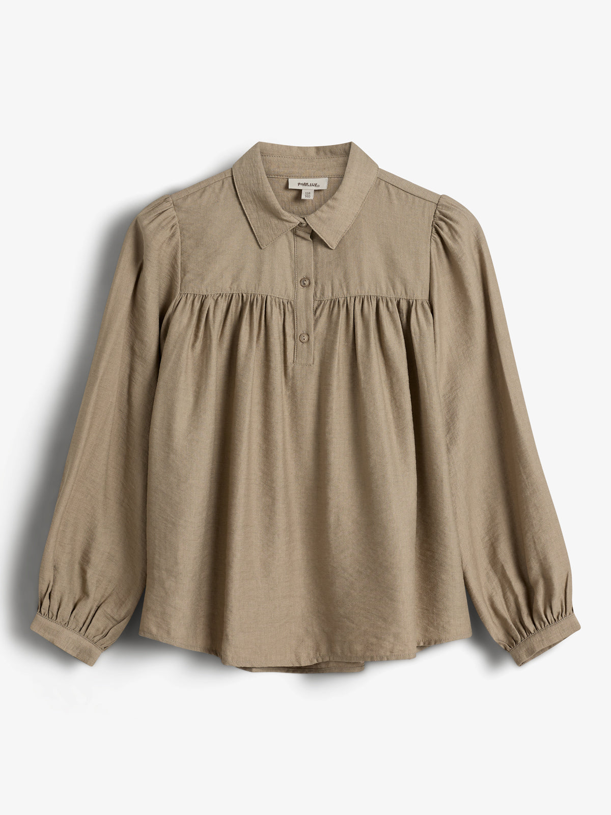 Blouse w. Shirt Collar - Tween - Dark Beige