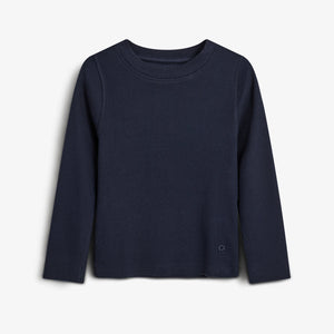 Long Sleeve Basic Rib T-shirt - Tween - Navy