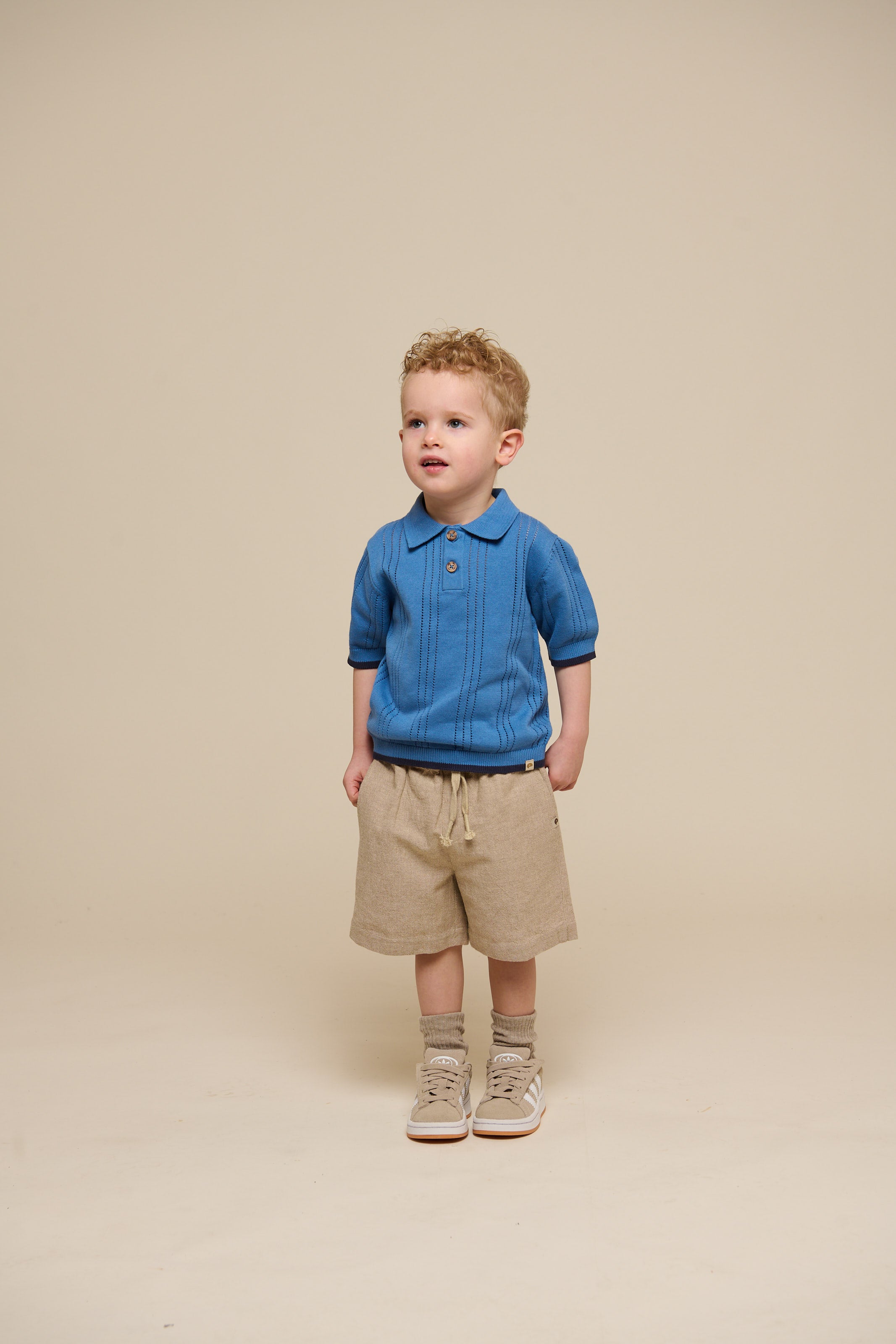 Textured Woven Cotton Shorts - Kids - Sand | 101197 Walter