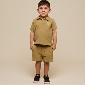 Textured Jersey Polo T-shirt - Kids - Khaki | 101217 Sonny