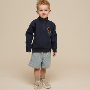 Baggy Jacquard Denim Shorts - Kids - Blue Denim | 101059 Kyle