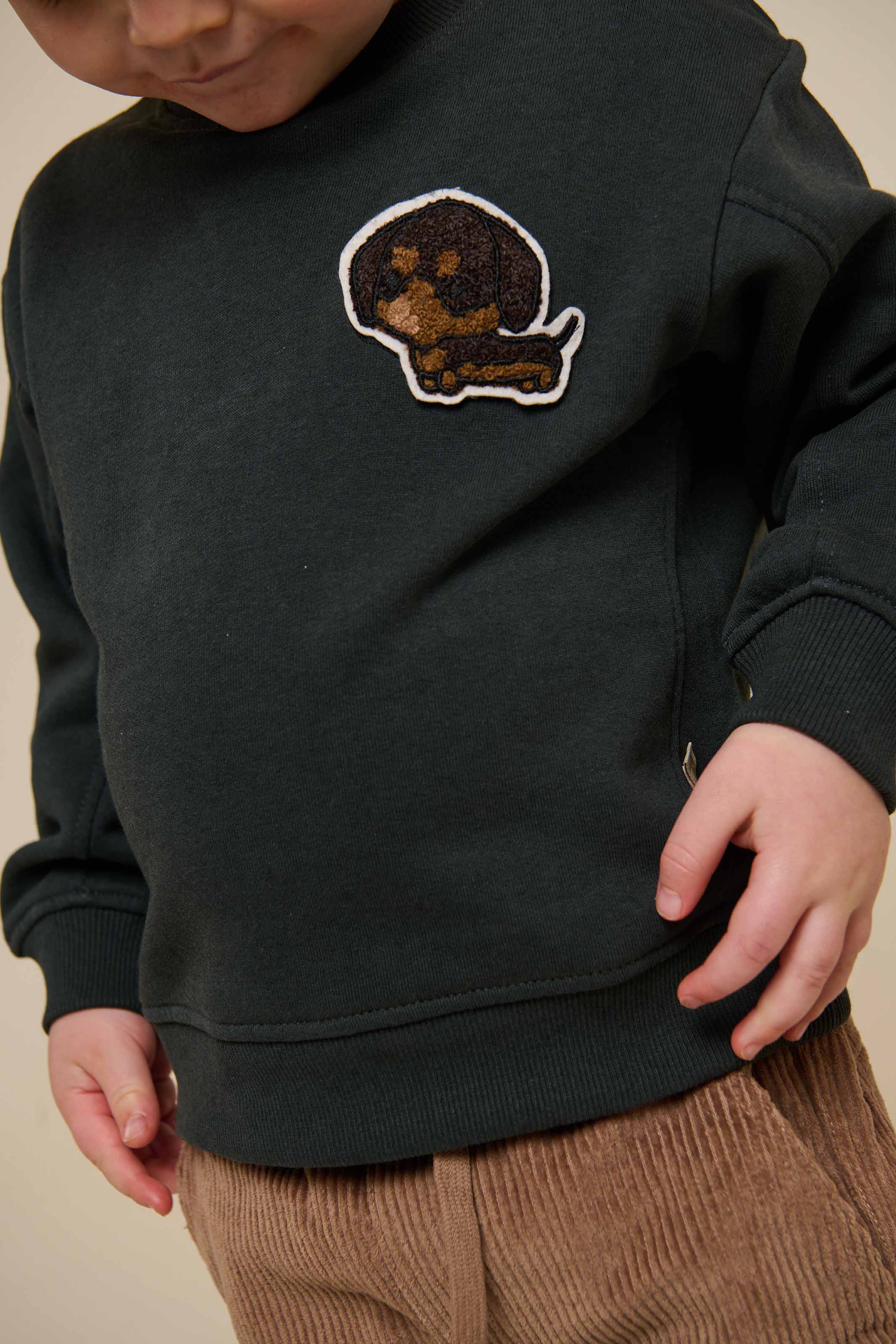 Crewneck Sweatshirt - Kids - Forest Green Melange | 100892 Justin