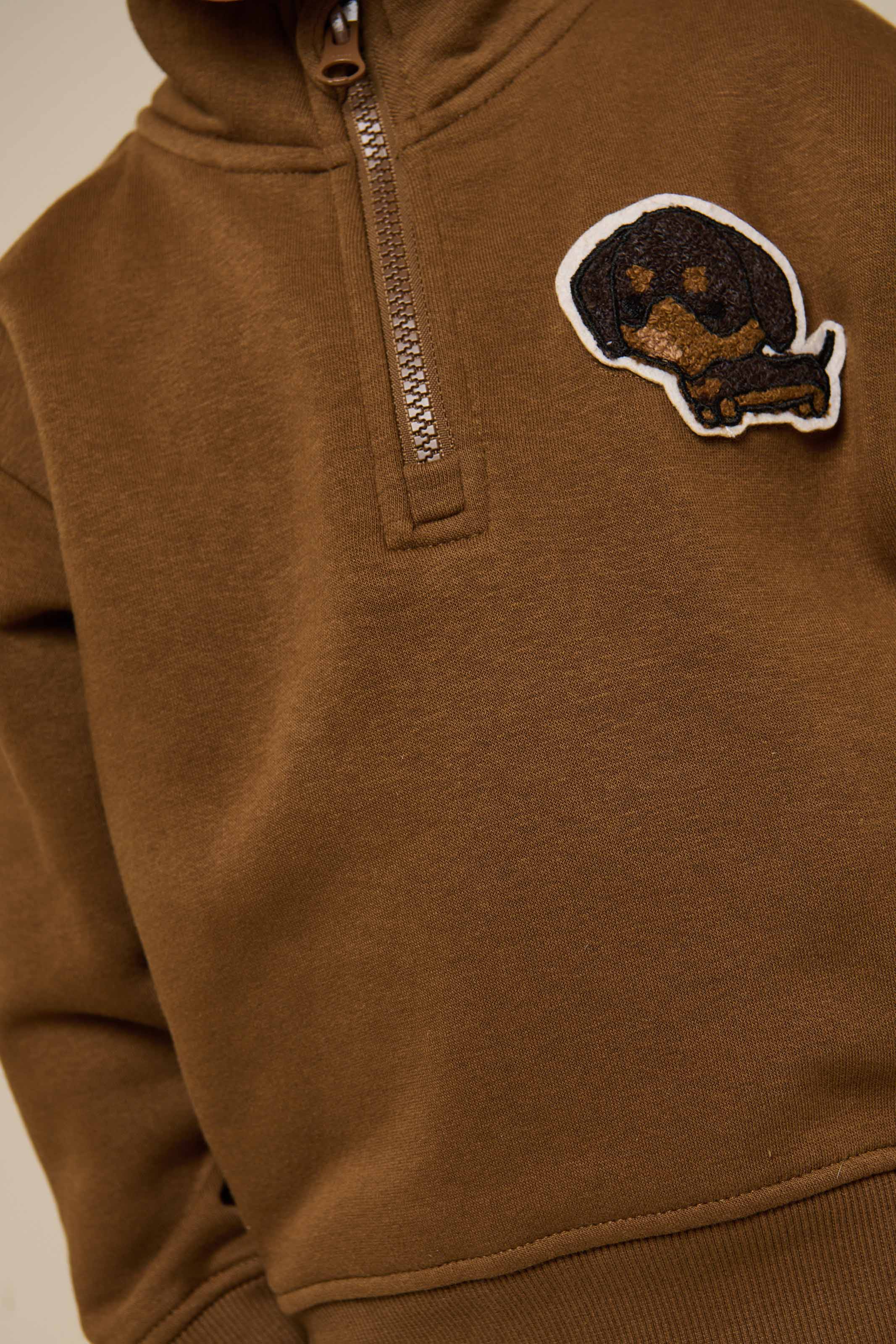 Half Zip Sweatshirt - Kids - Coffee | 100808 Tristan