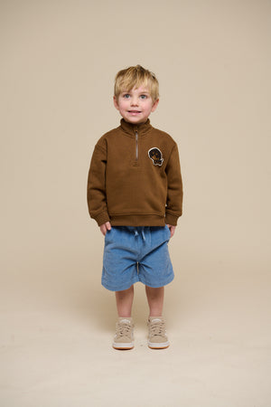 Half Zip Sweatshirt - Kids - Coffee | 100808 Tristan