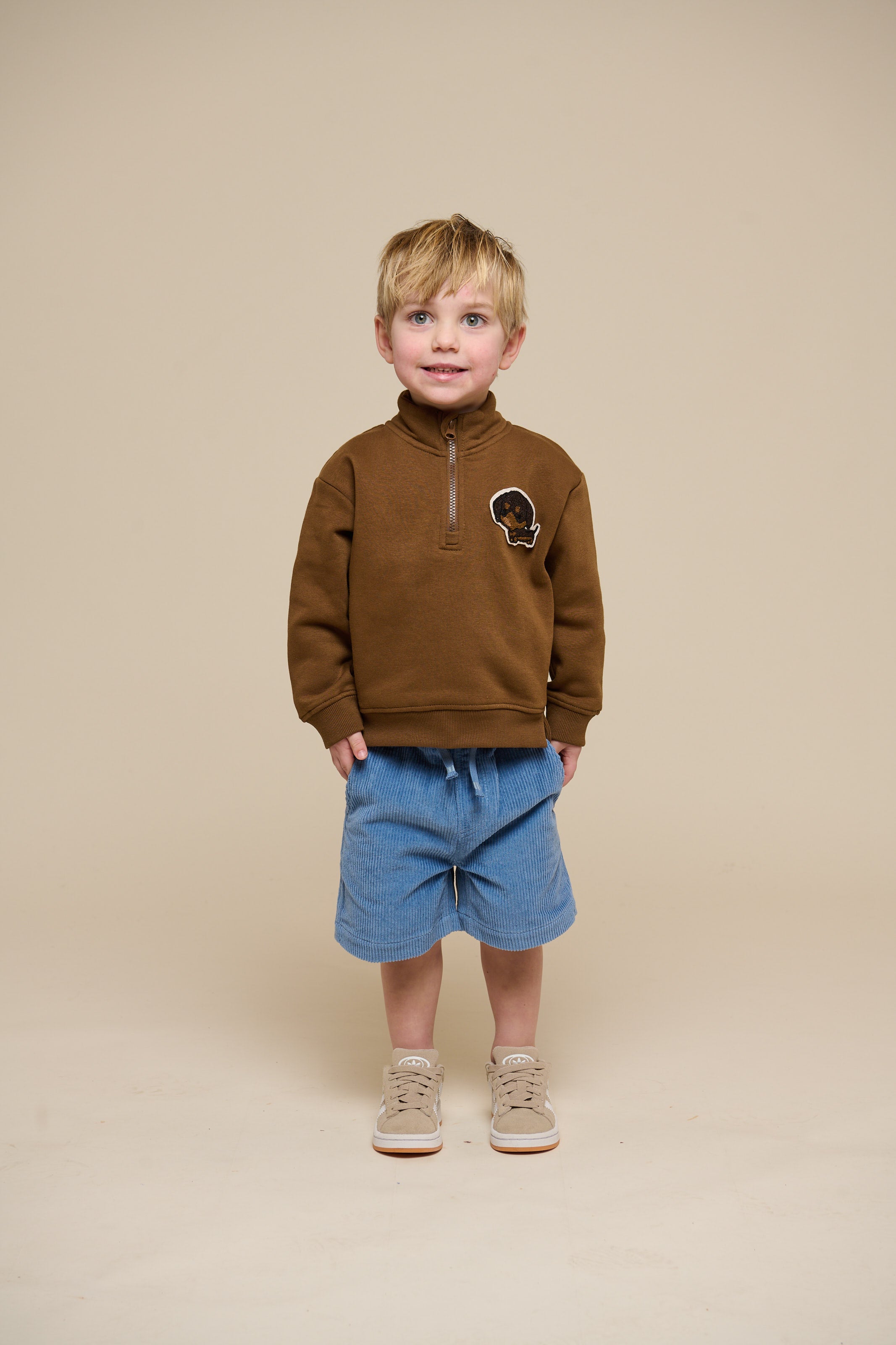 Half Zip Sweatshirt - Kids - Coffee | 100808 Tristan
